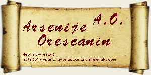 Arsenije Oreščanin vizit kartica